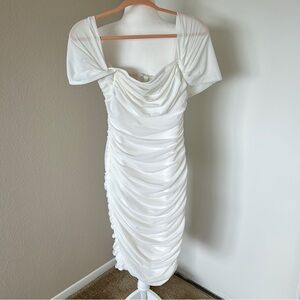 Elegant White Draped Dress